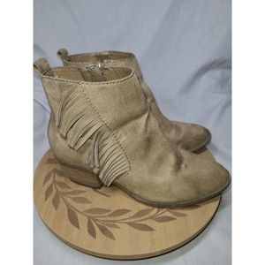 AMERICAN EAGLE Women's Ankle Boots Size‎ 7Western Fringe Suede Beige